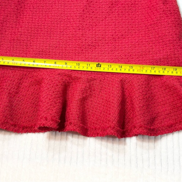 Kate Spade New York Red with Black Bow Sleeveless Fit and Flare Ruffle Tweed - Picture 9 of 11